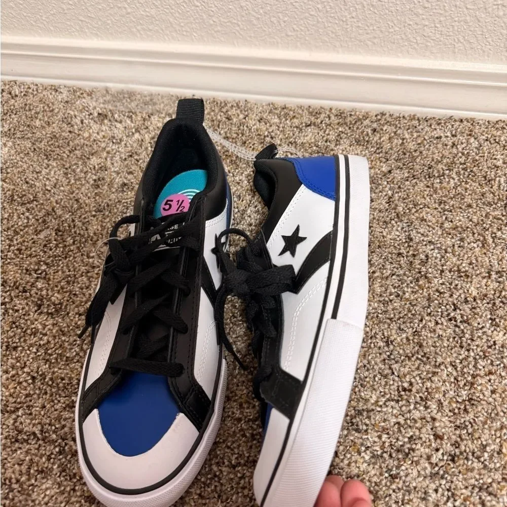 Converse Blue and Black Kids Sneakers Size 5.5